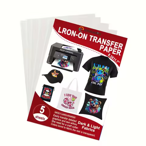 Dark Fabric Heat Transfer Paper for Dark Fabrics, A4 Size (8.3x11.7 Inches), 5 Sheets/Pack, Inkjet P
