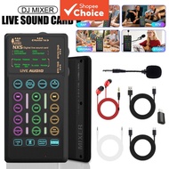 Handheld live streaming sound card device with voice changing function, audio mixer, used for podcas