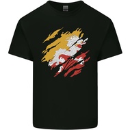 Torn Bhutan Flag Bhutanese Day Football Mens Cotton T-Shirt Tee Top