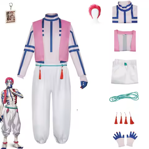 Anime Akaza Cosplay Costume Men Akaza Uniform Waistcoat Stripe Suit Party Role Play Outfit Clothing