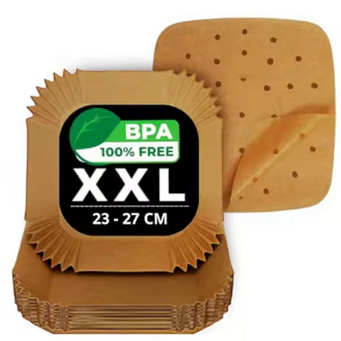 100Pcs 23cm XXL Square Hot Air Fryer Baking Paper for Cosori,Ninja,Tefal 5L/6L/7L/8L/9L/10L Airfryer