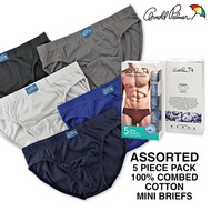 Arnold Palmer | 5 Piece Briefs Pack | 100% Combed Cotton | Men Underwear | Mini Briefs