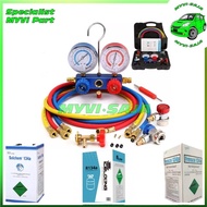 ‼️ 7 BRAND ‼️ Manifold Gauge Set R134a Meter Gas 13.6kg Gas Aircond Kereta Car Peti Ais R134 134A fl