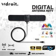 Digital TV Antenna Flat antenna, 5 meters cable, DVB-T2 active antenna Flat Digital TV Antenna