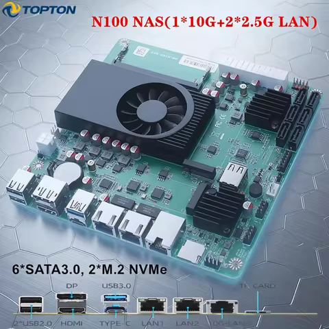 Topton AMD Ryzen 7 5800H 5825U 8-Bay NAS Firewall Motherboard 2*NVMe 8*SATA 2*2.5G LAN 2*DDR4 1*8XPC