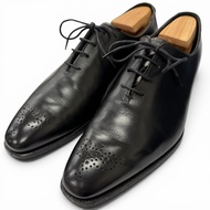 狀況極佳 □ CROCKETT&JONES HARROW 皮革飾章繫帶正裝鞋，黑色，6.5 碼，英國製造，男士，帶鞋盒和防塵袋。