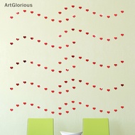 AG 100pcs/set 3D Little Heart Acrylic Mirror Surface Wall Sticker For Kids Rooms Wedding Decoration Wall Decals Love DIY Art Mural SG