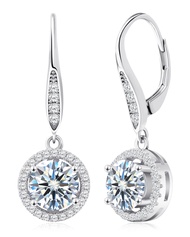 Moissanite Earrings Leverback Earrings for Women 925 Sterling Silver 3ct 4ct Moissanite Diamond Dang