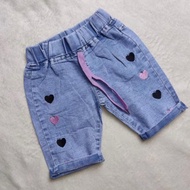 Celana Jeans Denim Anak Cewe / Perempuan IMPORT 2-6Tahun CP014 Motif Love