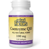 Natural Factors,Coenzyme Q10 100 mg,Natural Coenzyme Q10 Supplement,For energy、Heart and cognitive s