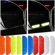 8Pcs Reflective Warning Strip Car Rear Door Wheel Rearview Mirror Reflector Sticker Luminous Protective Decal Motorcycle Auto Accessories