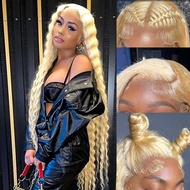ELISHEVA61313x6 Lace Front Wig Real Hair 40 Inch Blonde Wig Real Hair 613 Deep Wavy HDB Golden Lace 