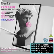 BENKS PAPERLIKE Matte TPU Film for iPad 9 8 7 10.2 Mini 6 5 4 Pro 9.7 Air 2 2021 2020 2019 Screen Protector Soft PET
