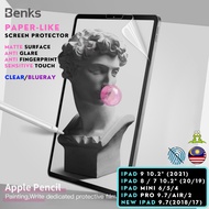 BENKS PAPERLIKE Matte TPU Film for iPad 9 8 7 10.2 Mini 6 5 4 Pro 9.7 Air 2 2021 2020 2019 Screen Pr