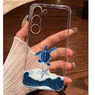 1 ชิ้น เคสโทรศัพท์นิ่มลายเต่าและปลาดาวว่ายน้ำในคลื่น, ใช้ได้กับ Huawei Honor, Galaxy A04e/12/A13/A14