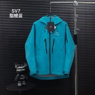 Arcteryx始祖鳥 Alpha系列 Sv 第7代 GORE-TEX Pro 刺繡Logo圖案休閒運動連帽拉鍊硬殼衝鋒衣風衣外套滑雪服