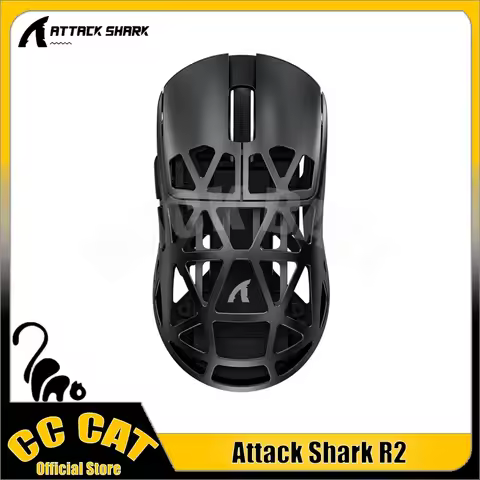 ATTACK SHARK R2 Mouse 3Mode Magnesium Alloy Gaming Mouse PAW3950 Sensor Wireless 8K 48g Superlight D