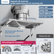 Ready stock+UK plugCR Kitchen exhaust fan Kitchen cooker hood dapur gas stove hob Stainless steel Oi