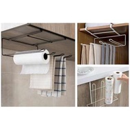 櫥櫃下紙巾架 免打孔掛架 置物架 廚房掛式捲紙架收納架毛巾架 #0355