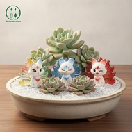 [Chicnest] 6Pcs Cute Nine-tailed Fox Resin Charms Cartoon Animal Figurines DIY Keychain Pendants Min