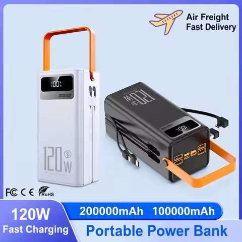 New 50000mAh 80000mAh Portable Power Bank 120W Fast Charging Power Station Emergency Power Bank LED 