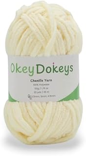 Size 6 Chenille Yarn 50g/32yds, 100% Polyester, Never Compressed to Keep Yarn Fluffy, 1 Pack, Each S
