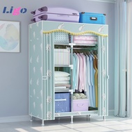 LiGo Simple Wardrobe Household Bedroom Rental Room Storage Cabinet Assembly Full Steel Frame Durable
