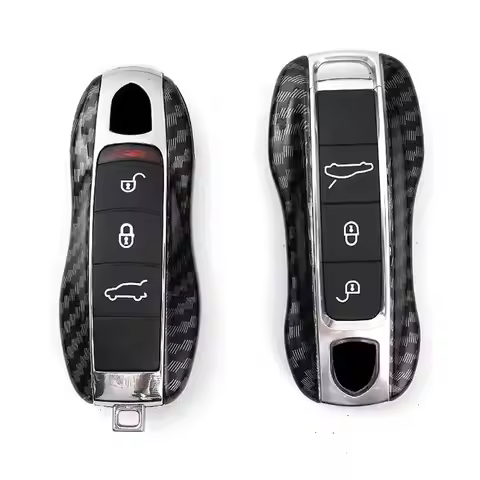 Carbon Fiber Design Car Key Case For Porsche Boxster Cayman Panamera 718 Cayenne 911 Macan Taycan Ca