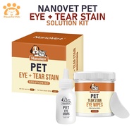 Nanovet Pet Eye + Tear Stain Solution Kit For Dog &amp; Cat Eye Cleaner Eye Wipes Eye Drop