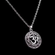 LazaraLife Vintage Hindu Metal Aum Om Ohm Sanskrit Yoga Pendant Chain Necklace Jewelry