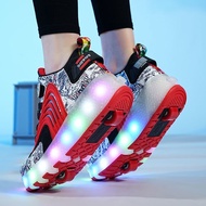 Kids Heelys Shoes Roller Sneakers with 2 Retractable Wheels LED Light Up Shoes Rechargeable Boys Gir