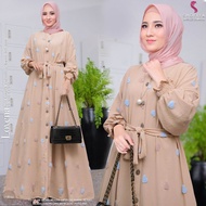 GAMIS SUPER JUMBO LD 130-160 MOTIF KUMARA LOVENA MAT CRINKLE BORDIR IMPORT BY ORIGINAL SHOFIYA