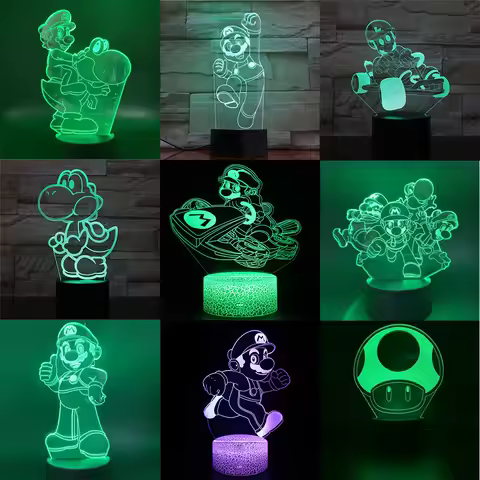 Super Mario Brothers Racing Night Light 3D Illumination Light 7/16 Color Touch Adjustable USB Chargi