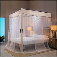 Summer Bed Canopy Mosquito Net For Single Double Bed, Adult Boy Girl Bedroom Dorm Bed Curtain Decoration With Stand (Color : Beige-2, Size : 120X200cm/47X79inch)