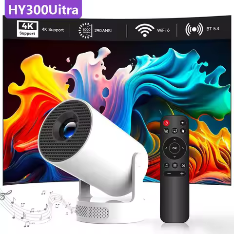 HY300Ultra Smart Android Projector, WiFi 6, 4K Decoding, Automatic Keystone Correction, Portable Pro