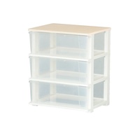 JEJ   PITT寬型三層透明抽屜櫃(木紋上蓋)