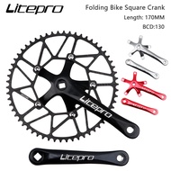 Litepro Folding Bicycle Crank 46/48/50/52/54/56/58T Chainring 170MM Aluminum Alloy Square Crank 130BCD BMX Crankset