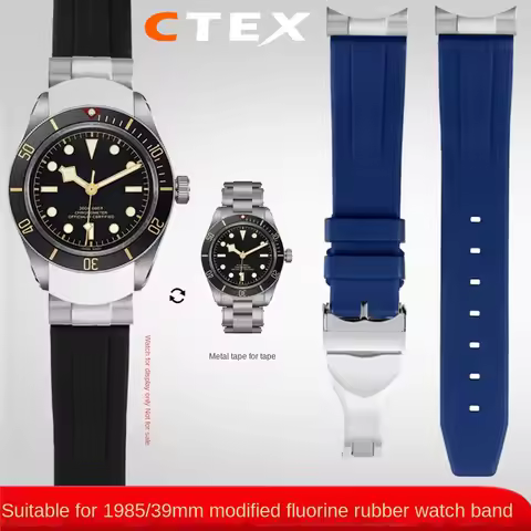 FKM Rubber Strap fluororubber Belt 20mm For Tudor Biwan 1958 M79030N M79030B 39mm dial fluororubber 