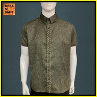 ☈ ﹊ ◆ Obra ni Juan Inno Fit (Regular Fit) Polo Barong With Border-Safari Green (#2703)