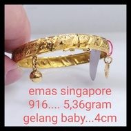 GELANG BAYI EMAS SINGAPORE 916 DIAMETER 4CM BEST SELLER