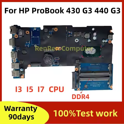 DAX61CMB6D0 DAX61CMB6C0 For HP ProBook 430 G3 440 G3 Laptop Motherboard With Inter CoRe 3855U/4405U/