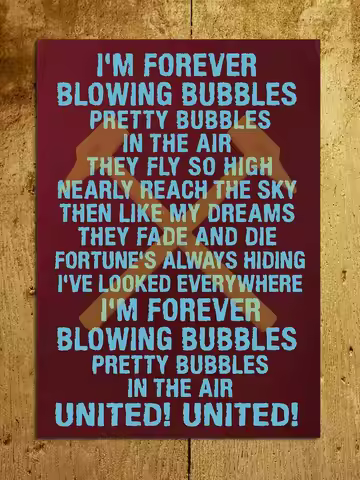 Vintage Metal Tin Sign I;m Forever Blowing Bubbles West Ham Football Song Fridge Wall Decor WallPlaq