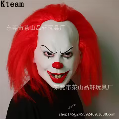 Stephen King's It Pennywise Mask Halloween Red Hair Latex Clown Mask Cosplay Party Easter Masquerade