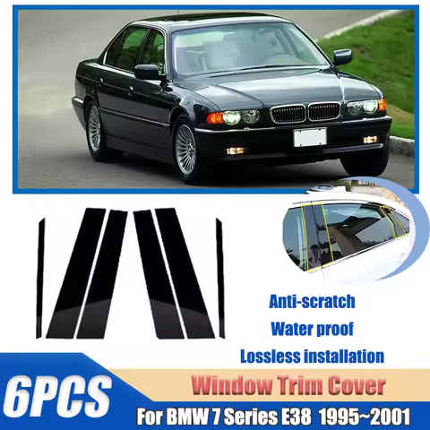 For BMW 7 Series E38 740d 740i 735i 1995~2001 2000 6PCS 2021 Window Trim Cover B C Pillar Center Col