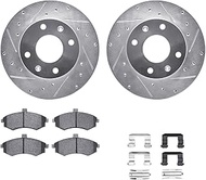 Dynamic Friction Company Front Brake Rotors-Drilled and Slotted-Silver with 5000 Advanced Brake Pads