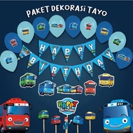 HIASAN DINDING Complete PACKAGE OF TAYO HAPPY BIRTHDAY DECORATIONS TAYO BIRTHDAY EQUIPMENT TOPPER CA