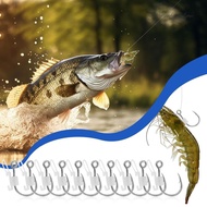 10 pcs Metal Barbed Fishhook Catfish Bass Fishing Hook Carbon Steel Hook Fishing Accessories