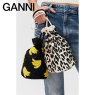 [End of Season Discount] Ganni Female Bag Black Banana Beaded Drawstring Handbag Bucket Bag A4403099