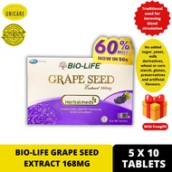 BIO-LIFE GRAPE SEED EXTRACT 168MG 5 X 10 TABLETS | Freegift Included