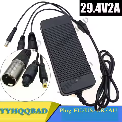 29.4V 2A Battery Charger 3in1 DC5521mm*XLRM*3 prong M12 Connector for 7S 24v 25.2v 25.9V li-ion batt